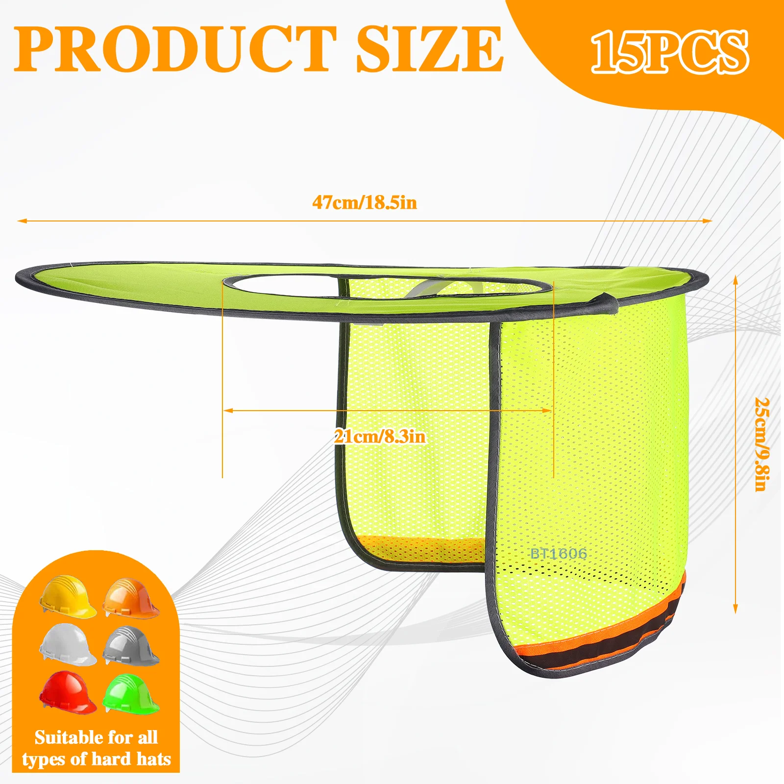 

15 Pack Hard Hat Sun Shade Sun Shield Full Brim Mesh Neck Sunshade Protector For Hardhats
