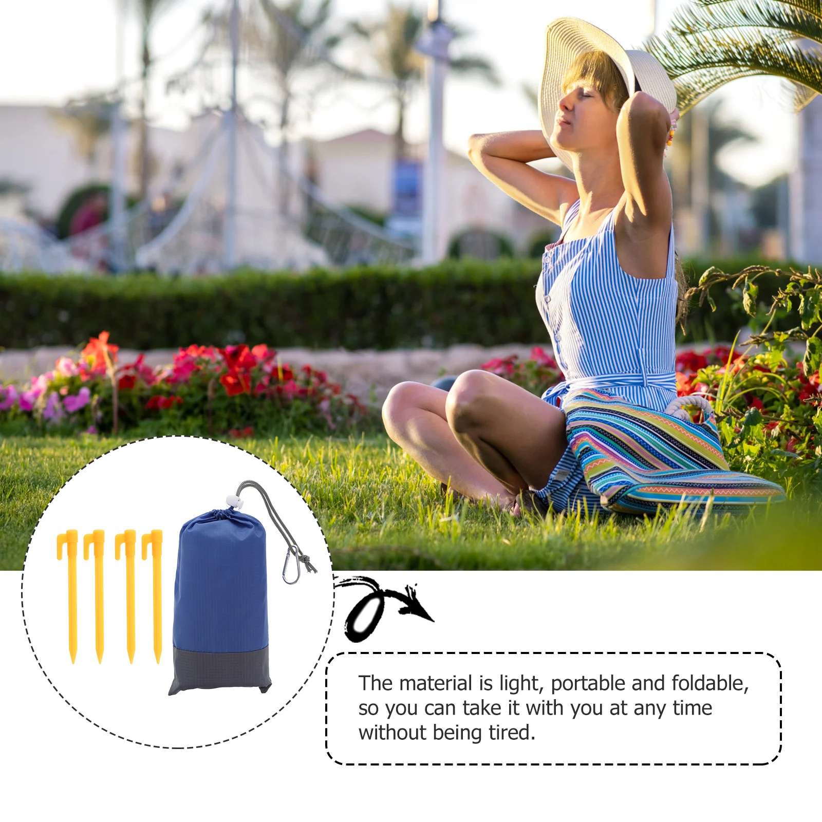 

Portable Picnic Blanket Lightweight Outdoor Beach Mat Camping Cushion Waterproof Easy Clean Foldable Carry Portable Mat