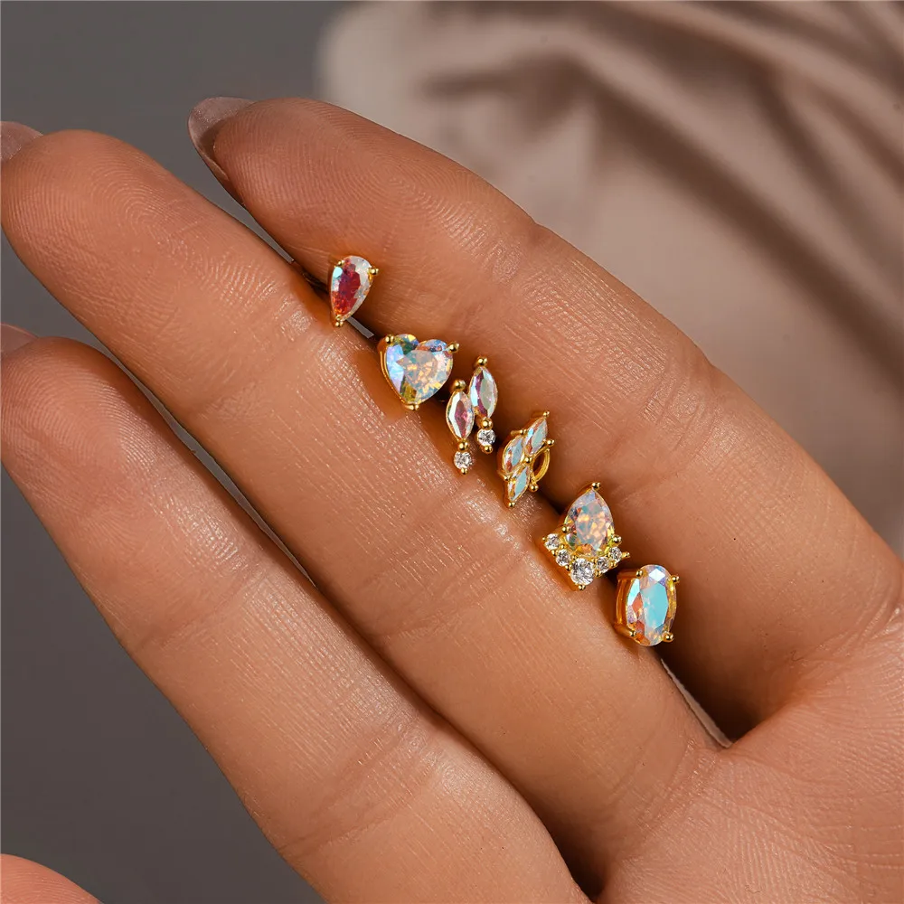 CANNER 1PC 925 Sterling Silver Moonstone Flat Threaded Piercing Bone Nails Stud Earring For Women 18K Gold Earring Fine Jewelry