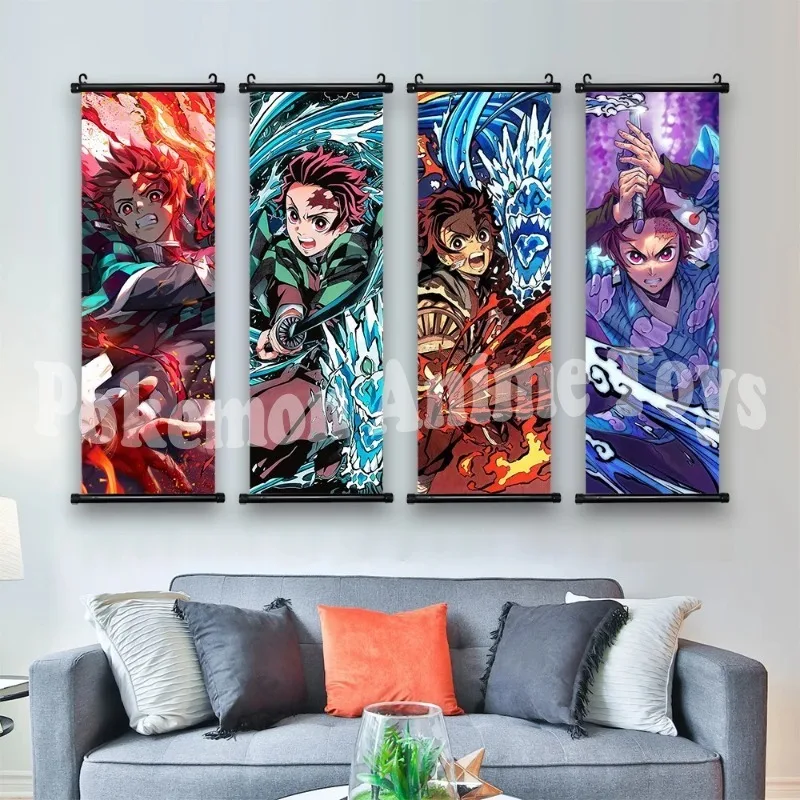 Demon Slayer Kamado Tanjirou Scroll Canvas Wall Hanging Painting Home Decor Anime Poster Wall Art Room Decoration