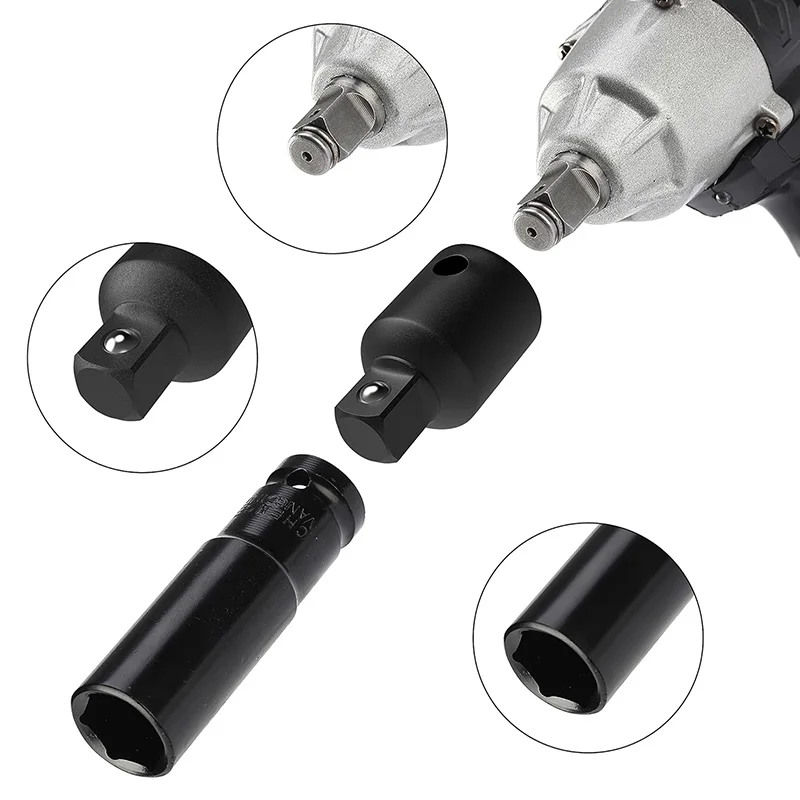 4pc Impact Socket Adapter and Reducer Set 1/2 3/8 1/4 Socket Adapter in Auto and Impact Driver Construction Work Car Repair Tool