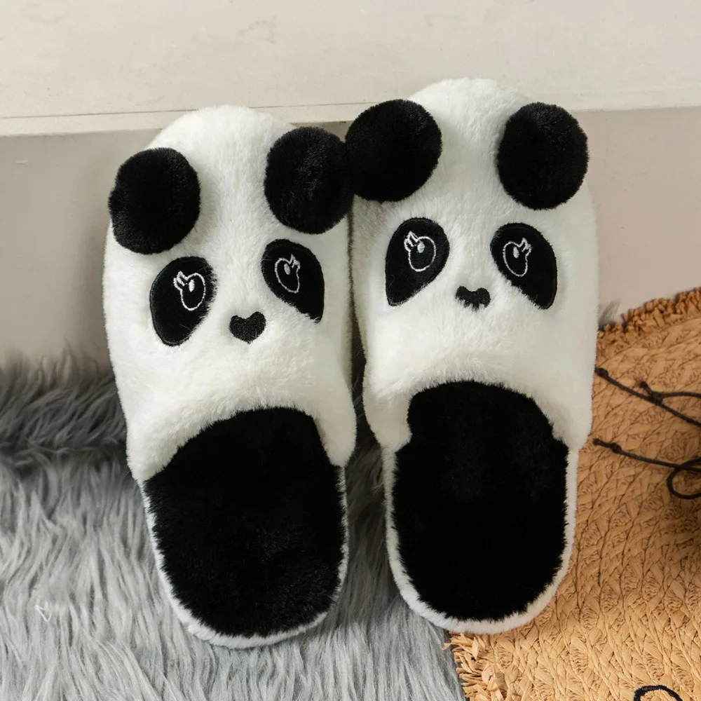 

2025 New Women's Cotton Slippers Winter Cartoon Panda Plush Slippers Indoor Anti Slip Warm and Comfortable Cotton Slippers