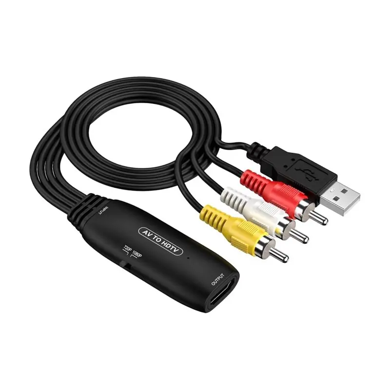 AV To -Compatible Converter 3RCA To 1080P/720P Video Audio RCA Composite+ HD Cable HDTV Adapter Female