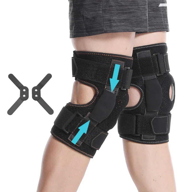 1PCS Hiking Cycling Knee Support Protector With Removeble Aluminum Plate 4 Straps For Mountaineering Knee Joint Restore