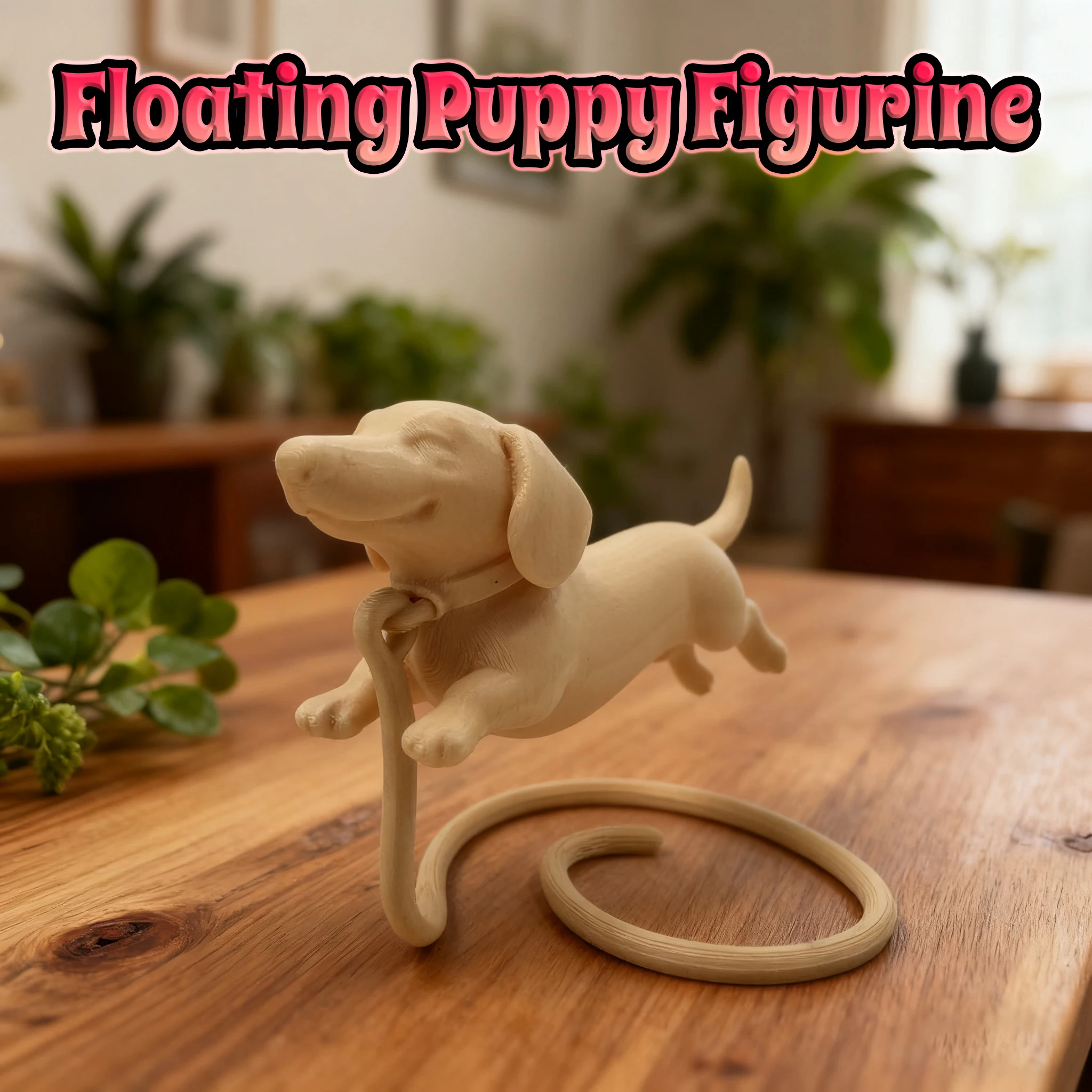 1pc Cute Floating Dachshund Figurine, suitable for warm desktop display & elegant study decor,