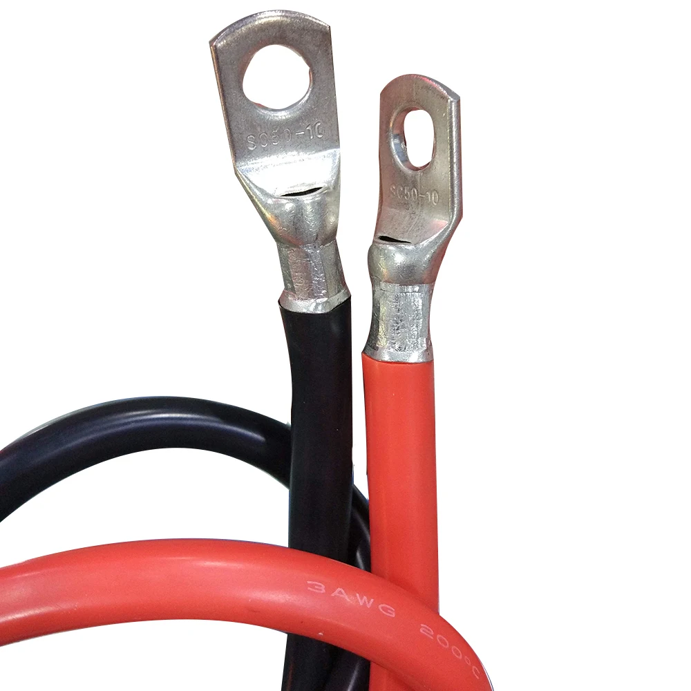

1 AWG Battery Connection Silicone Cable Wire High Current Copper Wire with Lug Car Inverter Wire Customize Length 65CM 95CM