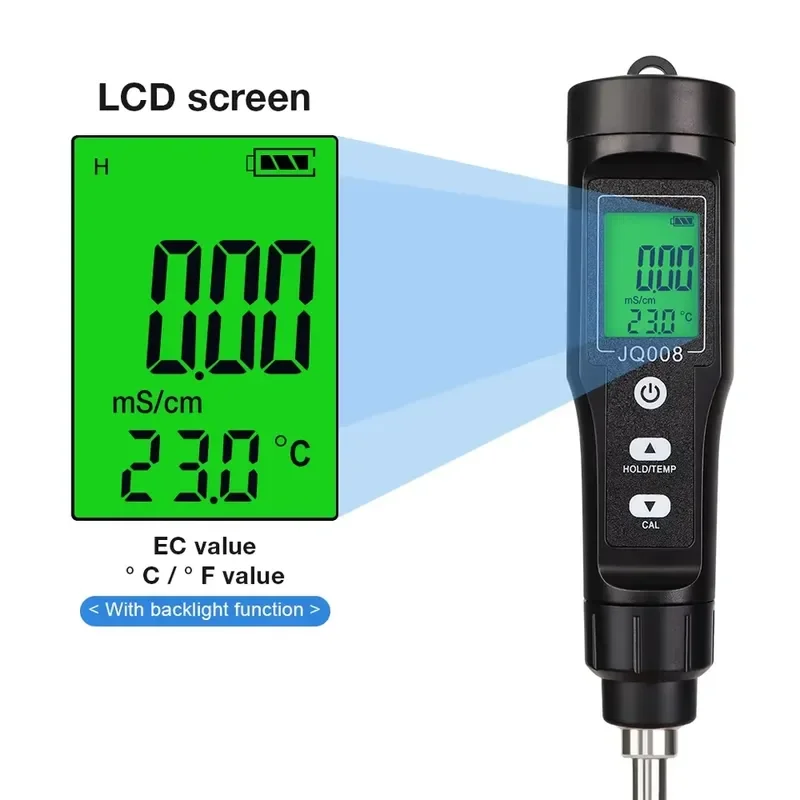 HEDAO Digital EC/Temperature Soil Tester Meter LCD with Automatic Temperature Compensation (-30C-80C) for Farm Garden