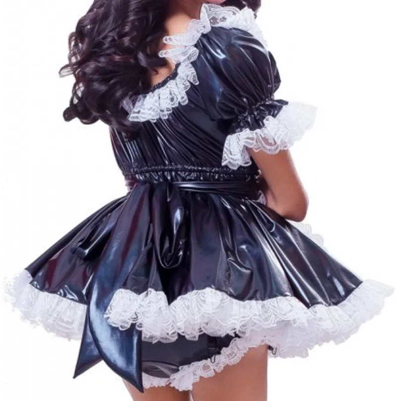 Fashion Girl Black PVC Dress Adult Giant Baby Sexy Cross dressing Role playing Makeup Ball Maid Gothic Cd/Tv Custom Multi Color