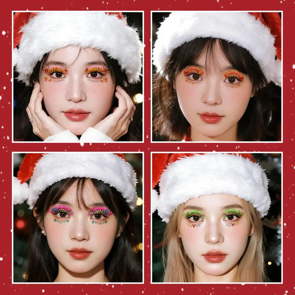 Kerst Gekleurde Glitter Dopamine Oogmake-up Water Transfer Print Dames Waterdichte Langdurige Geschilderde Leuke Verse Stickers
