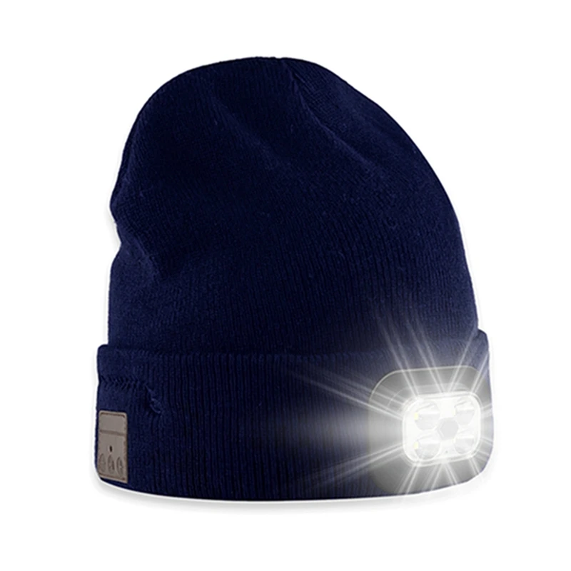 Для ловли снега Зимний теплый Bluetooth-головной свет Лампа Шапка Шапка со светодиодной музыкальной кепкой Динамики и микрофонные наушники Прочный D