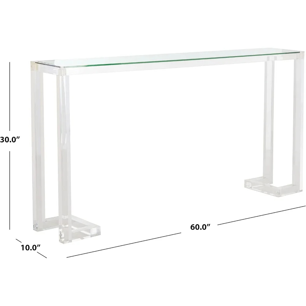 Couture Home Benji Glam Clear Acrylic Glass Top Console Table