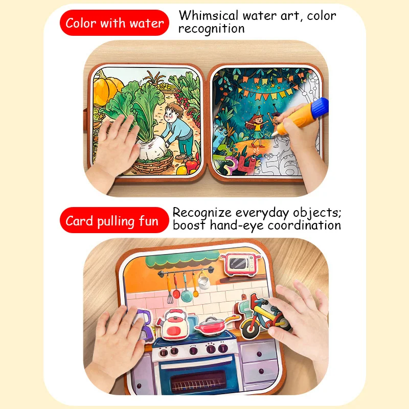 Water Drawing Book For Kids - Reusable Mess-Free Painting Toy, Travel Art Set With Non-Toxic Materials