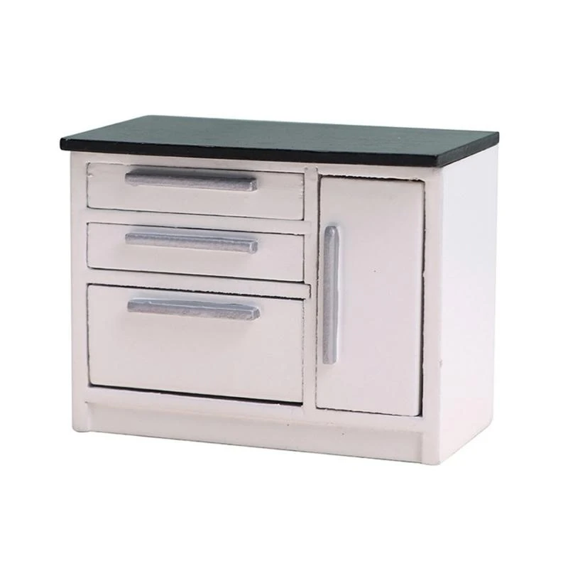 Drewniany domek dla lalek Szafka kuchenna Miniaturowy zlew Kuchenka meblowa Szafka 1/12 15UB