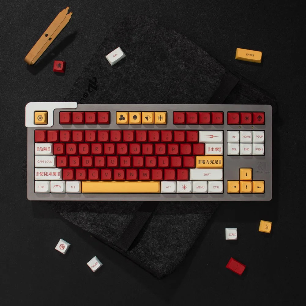 

XDA Keycaps for Mechanical Keyboard EVA 02 Red 138 Keys PBT Dye Sub for 61 64 68 75 84 87 96 980 100 104 108 Keyboard Game PC