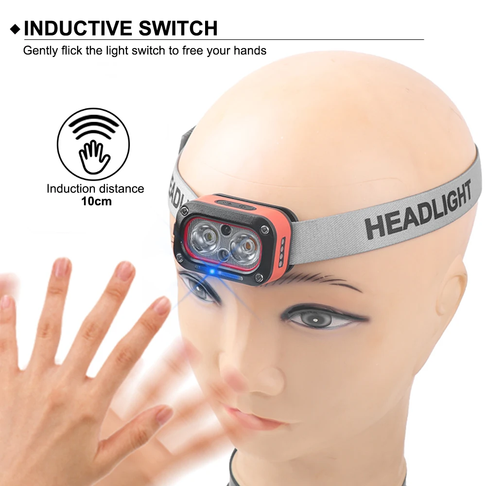

Amanfire YD-08 Headlamp 400LM Range 100M White Yellow Red 2 * XTE 1*LED Light Type-C Waterproof Head Lmap