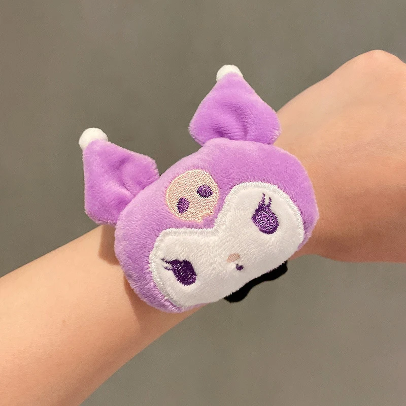 การ์ตูน Sanrio Hello Kitty สายรัดข้อมือ linabell-slap กำไลข้อมือมือตบมือของเล่นวงกลมผ้ากำมะหยี่สำหรับงานเลี้ยงของขวัญที่เป็นที่โปรดปรานสำหรับเด็ก