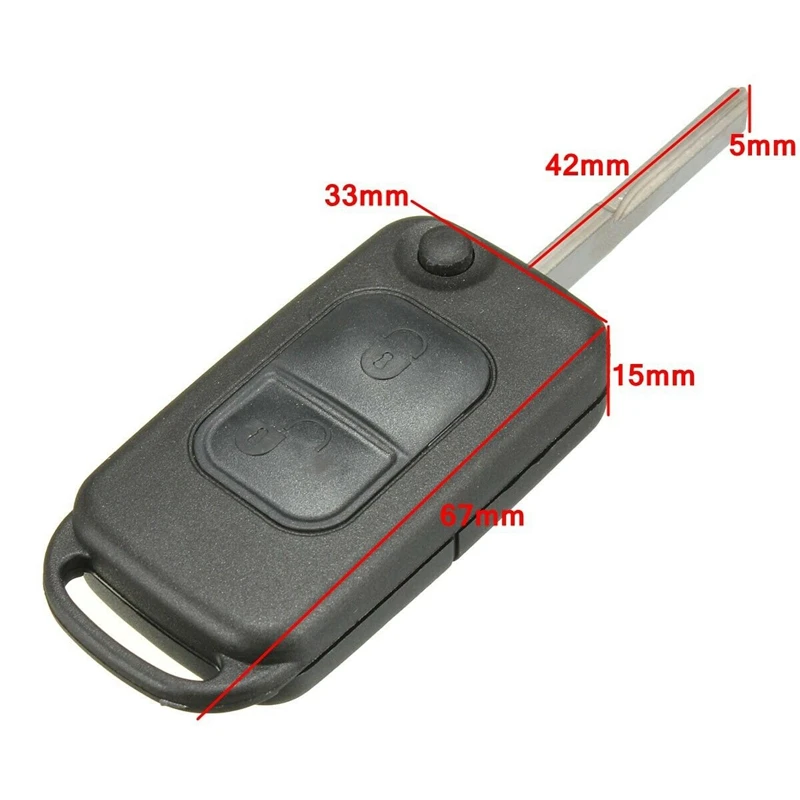 2 Button Flip Remote Key Case HU64 Blade FOB For Mercedes Benz A C E S W168 W202 Car