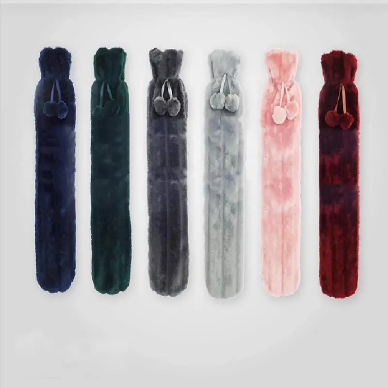 

53x10cm Long Hot Water Bottles Bag Pink Gray Removable Cover Extra Long Rubber Hot Water Bottle Waist Hand Foot Warmer