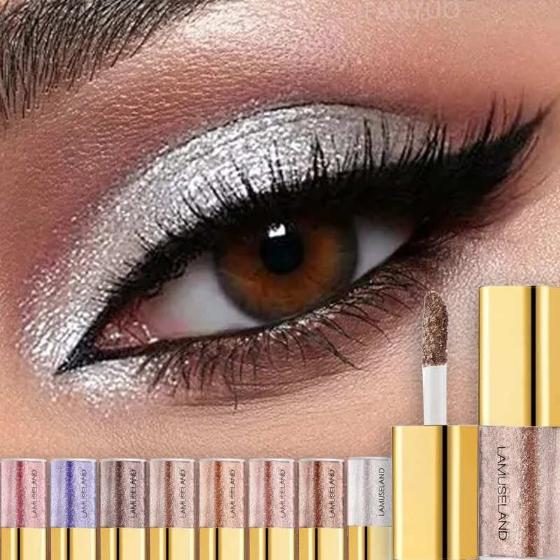 Sombra de Ojos Líquida Perlada, Natural, Ahumada, Plateada, Brillante, con Destellos de Diamante, para Párpados, Resistente al Agua, Iluminador de Maquillaje