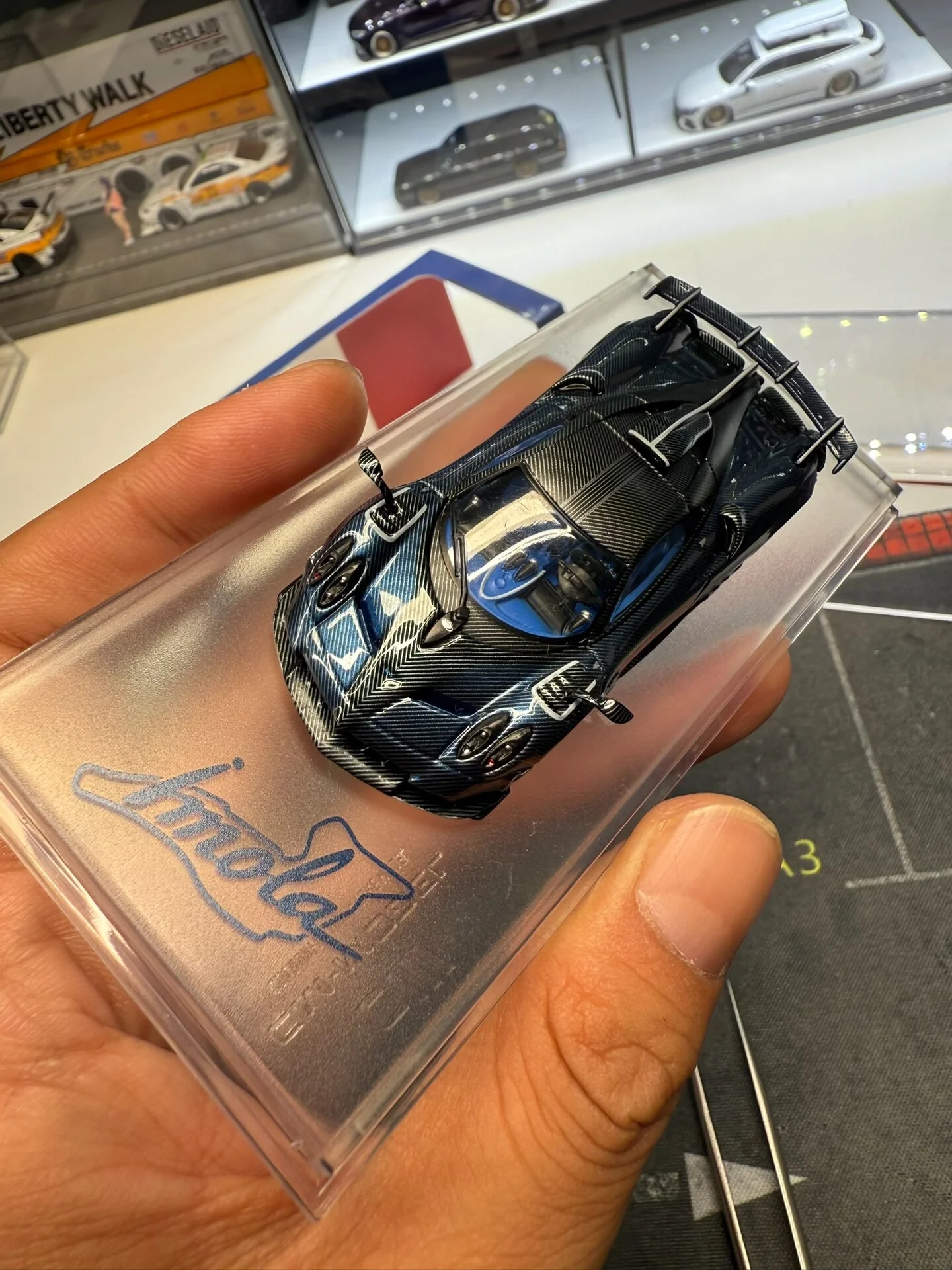 Diecast CM 1:64 Scale Pagani Imola Blue Carbon Rim Replacement Wheel Alloy Car Model