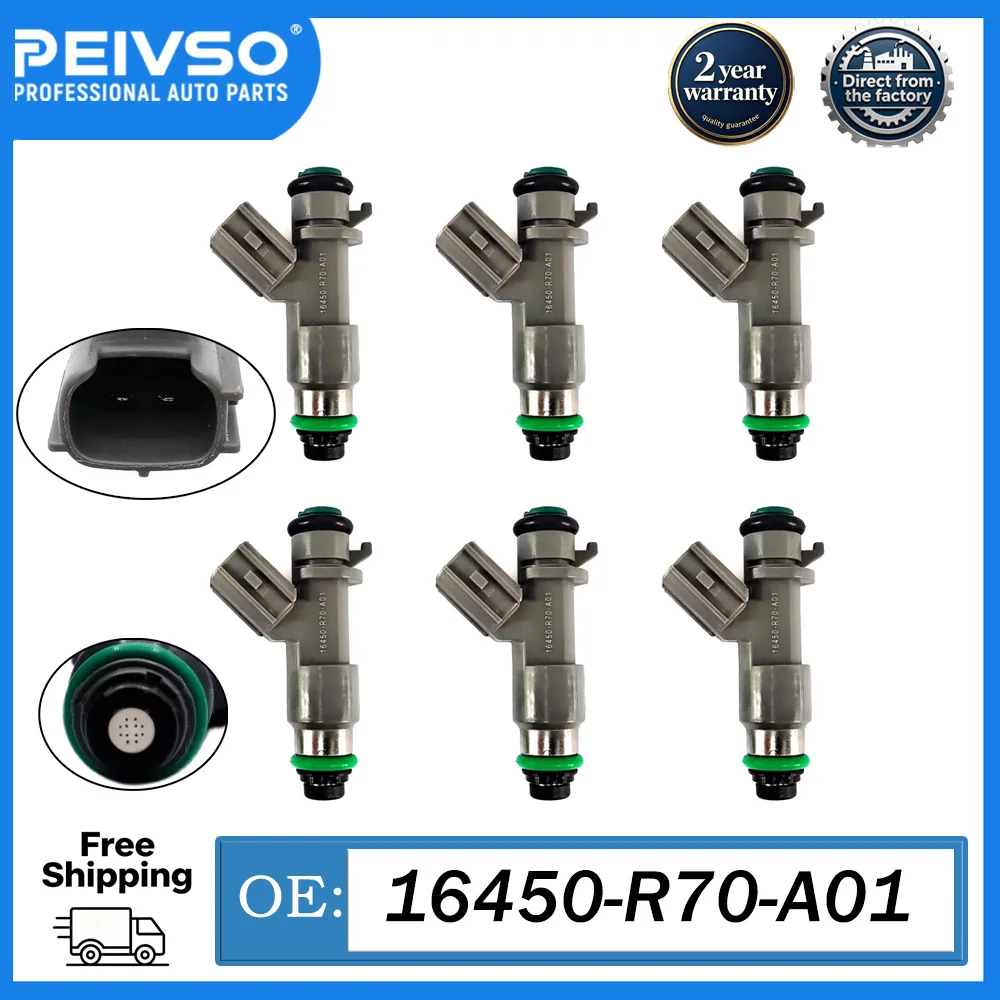 6pcs High-Quality Fuel Injectors 16450-R70-A01 16450R70A01 For Honda Accord Acura MDX RSX TL TSX 6cyl V6 2008-2012