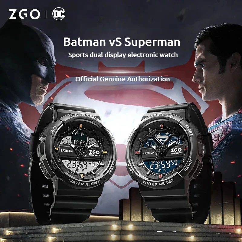 2024 neue Dc Batman Co-Branded-Uhr aus Gummi, cooles, im Dunkeln leuchtendes männliches Teenager-Studenten-Trend-Sport-Elektronikuhr-Jungen-Geschenk