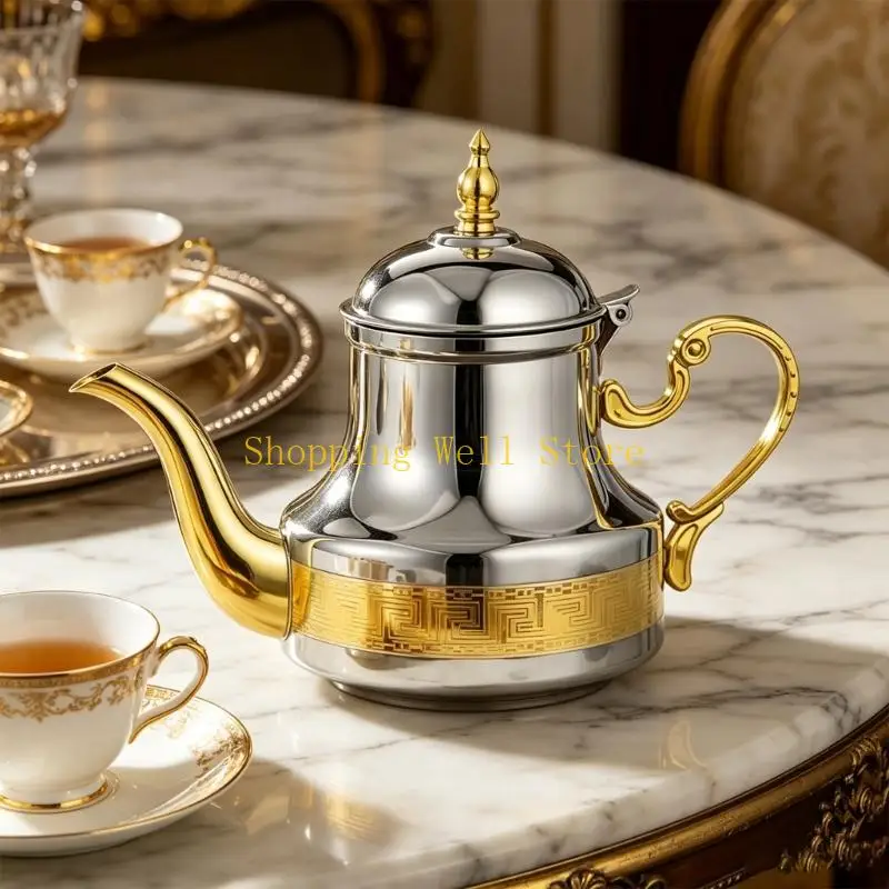 KX4B 1.2L Stainless Steel Tea Pot With Ergonomic Spouts And Handle