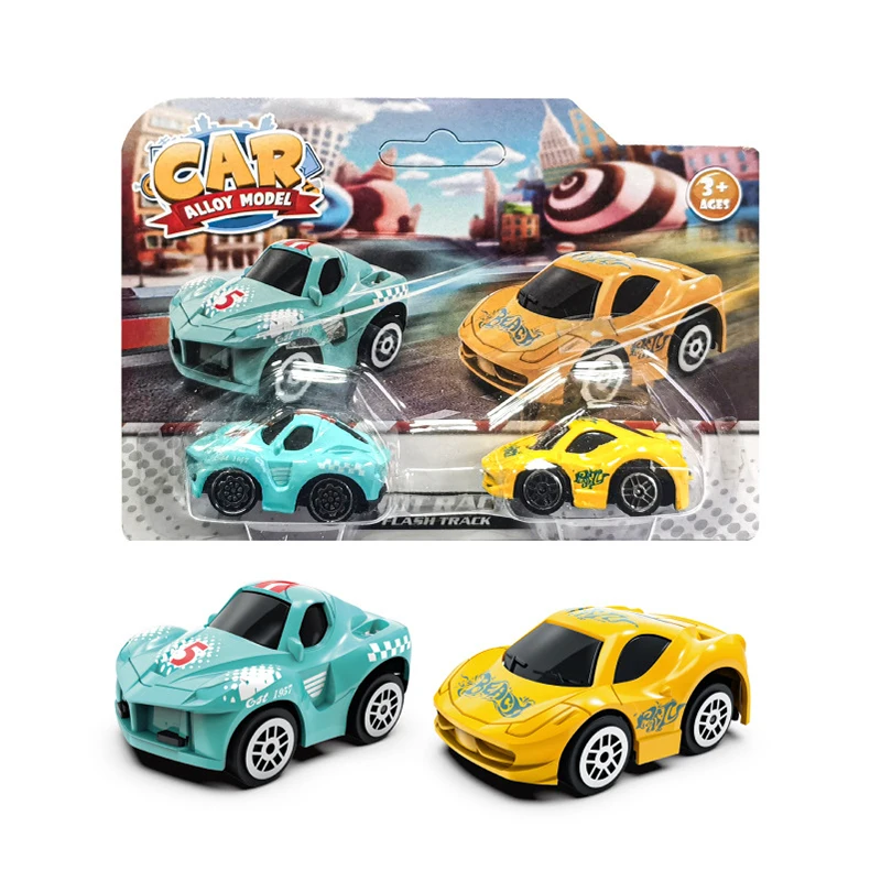 Set di mini auto da corsa per auto sportive scorrevoli pull-back per bambini in confezione da due pezzi