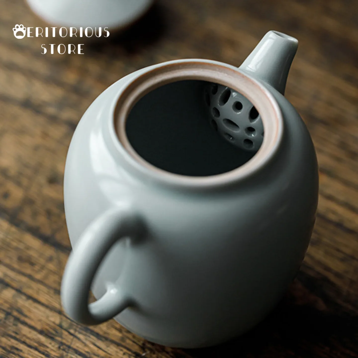 Sky Blue Ru Kiln Infuser Teapot Chinese Brewing Kettle Ceramic Handmade Teapots Gong Dao Bei Puer Kungfu Tea Set - view 5