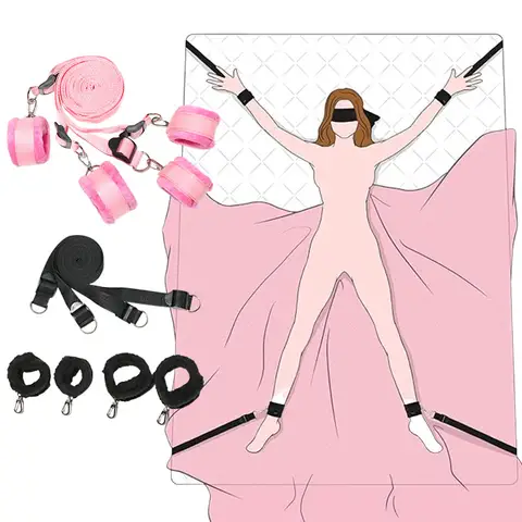 Sex Toys Bed Sex Bondage Kit Restraints Under Mattress Bed Bondage BDSM Set with Handcuff Ankle Cuffs Adult Game Toy for Couples
