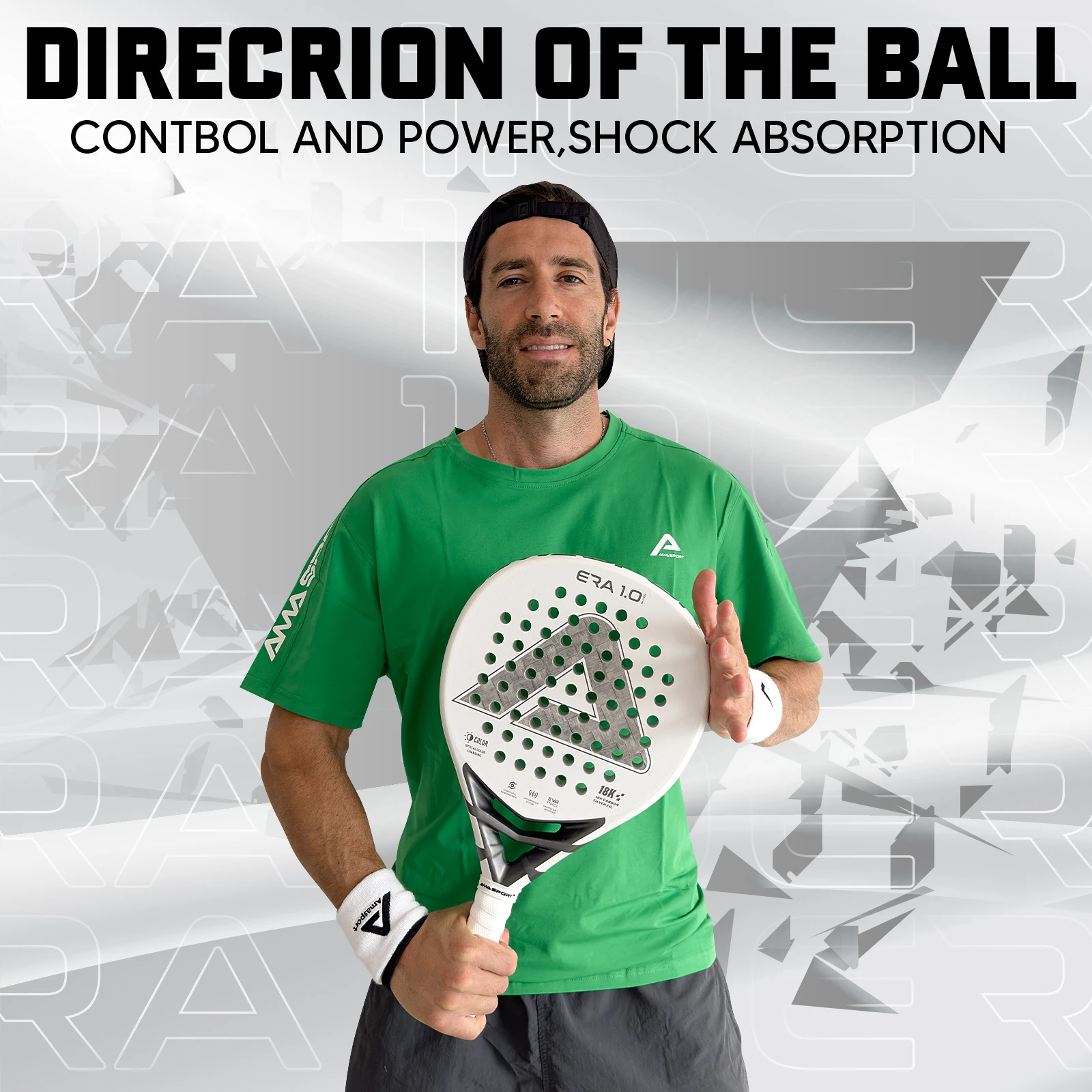 AMASPORT Padel Racket 18K Carbon Silver With 3D Textured Surface,Precision Holes,Intelligent Antivibration System Pala de Padel