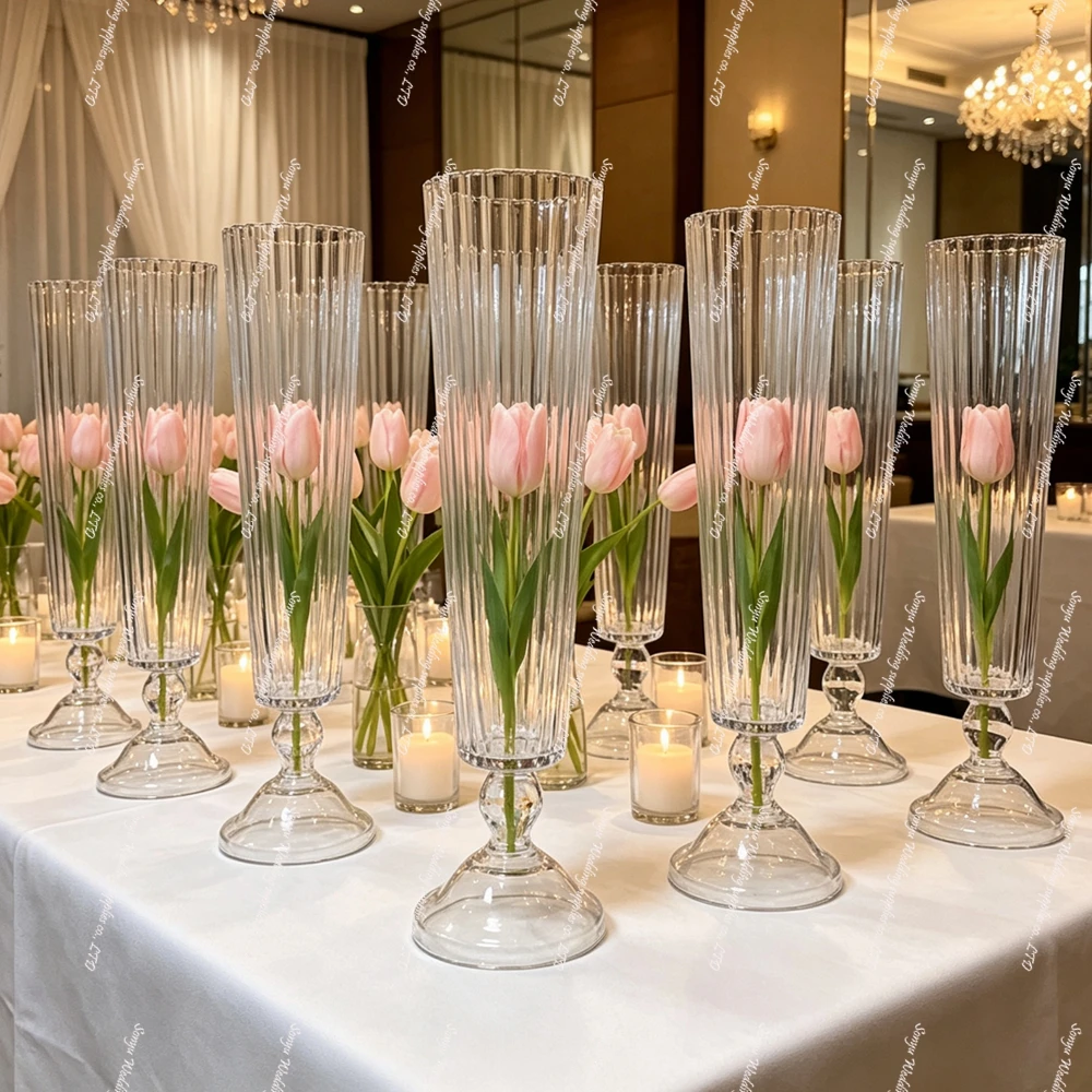 4-10pcs Tall Clear Classic Terrarium Art Glass Vases in Bulk for Wedding Event Table Centerpiece Decoration