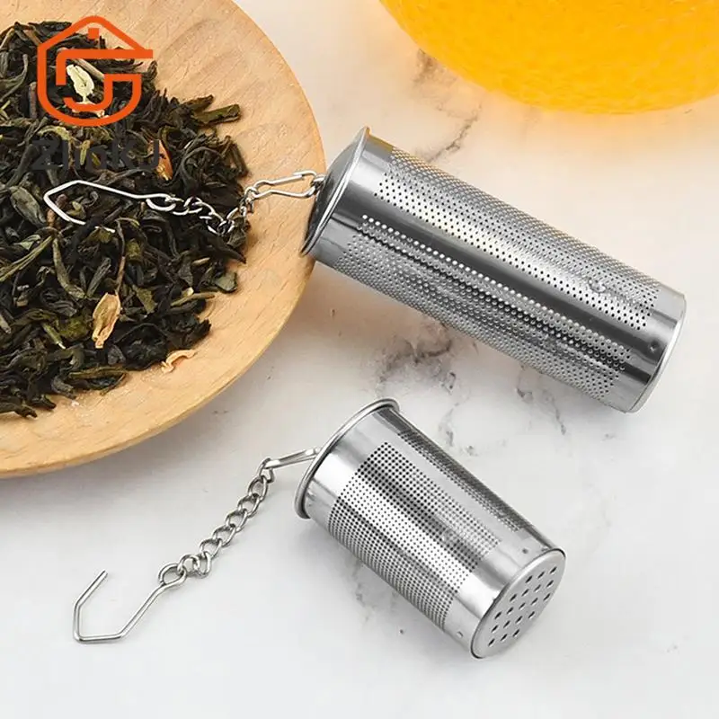 Tea Infuser Tea Ball Tea Leaves Mesh Strainers Stainless Steel Particle Filters Chain With Hook Spice Filters Kitchen Accessorie