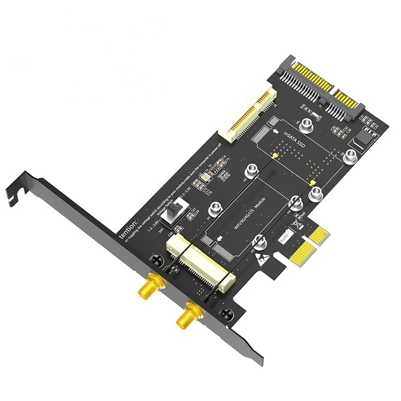 

2In1 Combo Mini PCIE To PCI-E 1X Adapter And MSATA To SATA3 Adapter With SIM Card Slot For Wifi Msata SSD