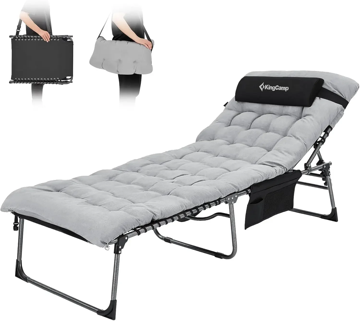 

Folding Chaise Lounge Outdoor, Adjustable Lounge Chair with Mattress for Patio, Beach, Pool, and Tanning, Foldable Camp