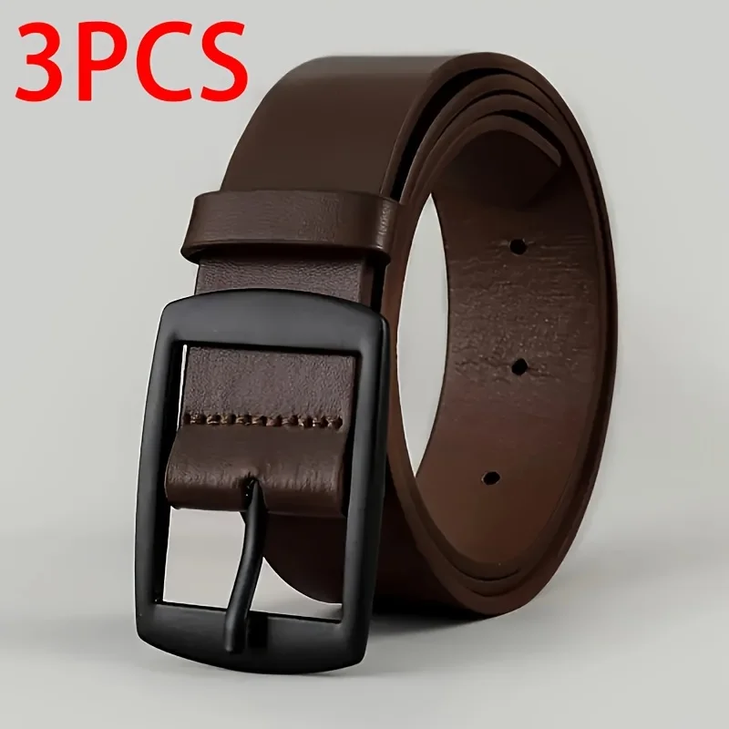 3 قطعة حزام فاخر للرجال بولي حزام حزام جلد مشبك معدني دبوس جودة عالية العلامة التجارية الشهيرة مصمم حزام الخصر حزام للجينز حجم كبير #3