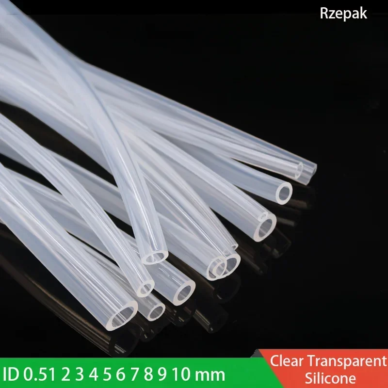 Food Grade Clear Transparent Silicone 1 Meter  Rubber Hose ID 0.51 2 3 4 5 6 7 8 9 10 mm O.D Flexible Nontoxic Silicone Tube