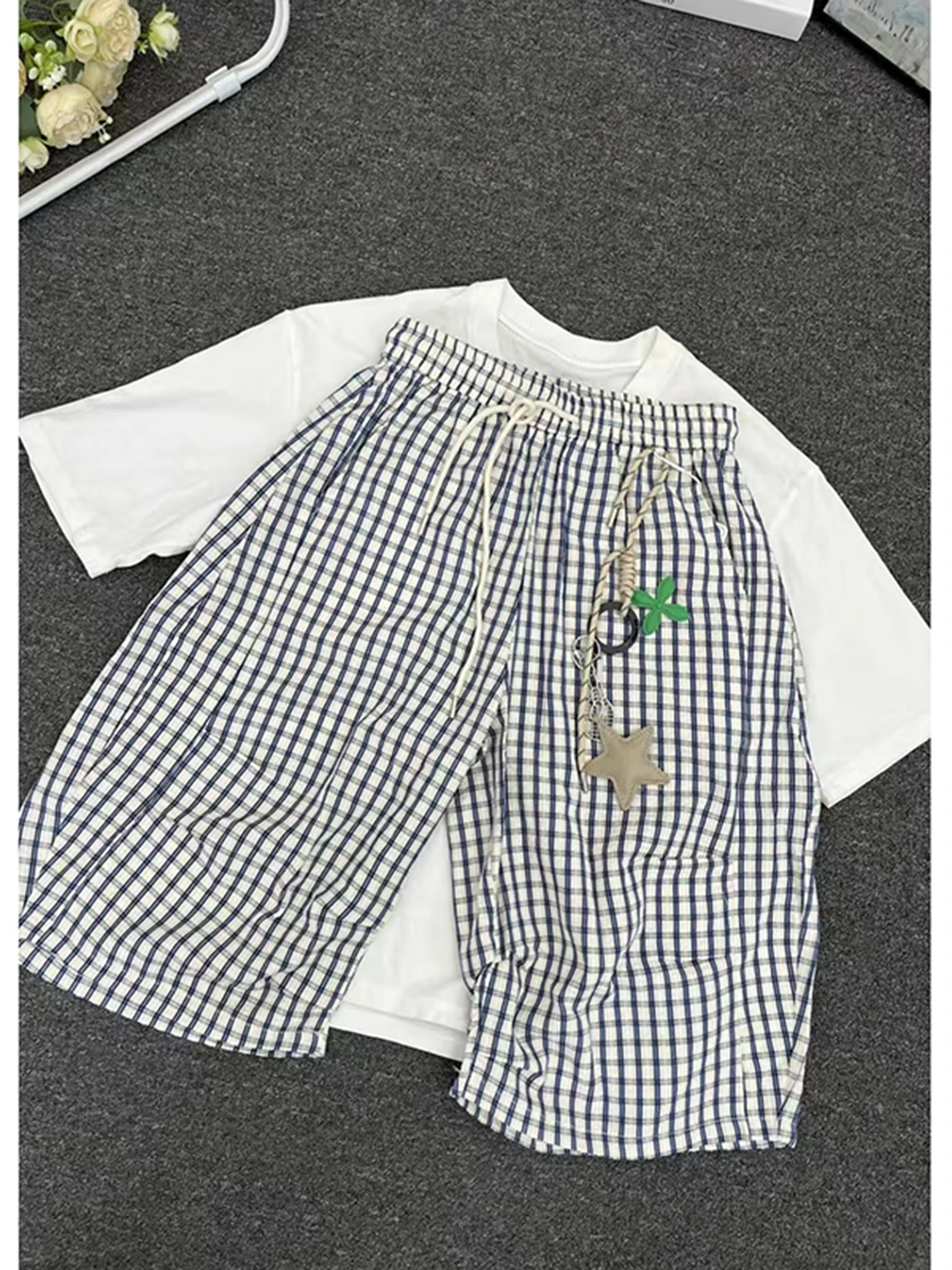 

Cleanfit American Sle Qui Dry Thin Sport orts Men Summer Casual Plaid Pants Loose Fit Straight Leg Elastic Waisand