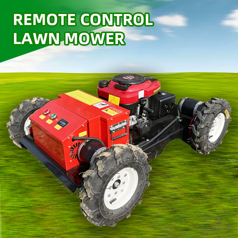 Gasoline Mower Remote Control Grass Cutting Machine Cordless Self Propelled Wheeled Lawn Mowers for Orchard Garden Green Belt