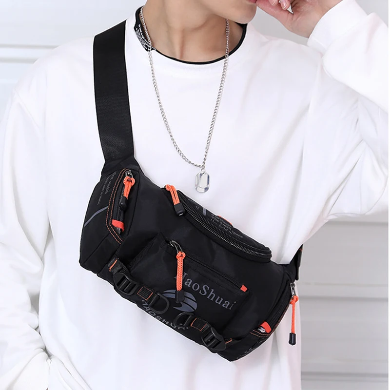 Men\'s Belt Fanny Pack Shoulder Messenger Bag Large Capacity Travel Climb  Waterproof Oxford Male Hip Bum Sling Chest Waist Bags