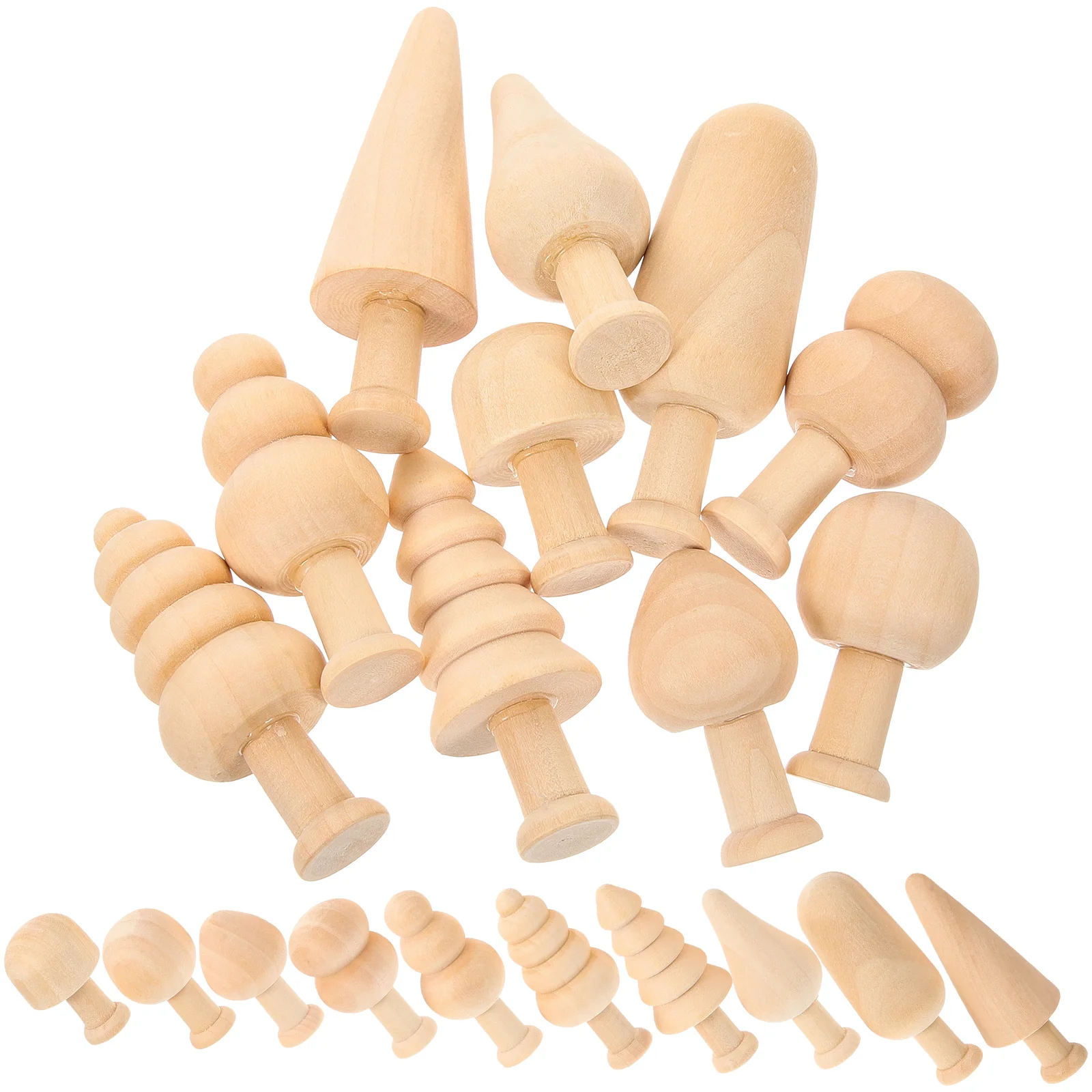 20 Pcs Creative Handmade Materials Woody Mini Toy Decor DIY Graffiti Wooden Tree Trees Nail Child