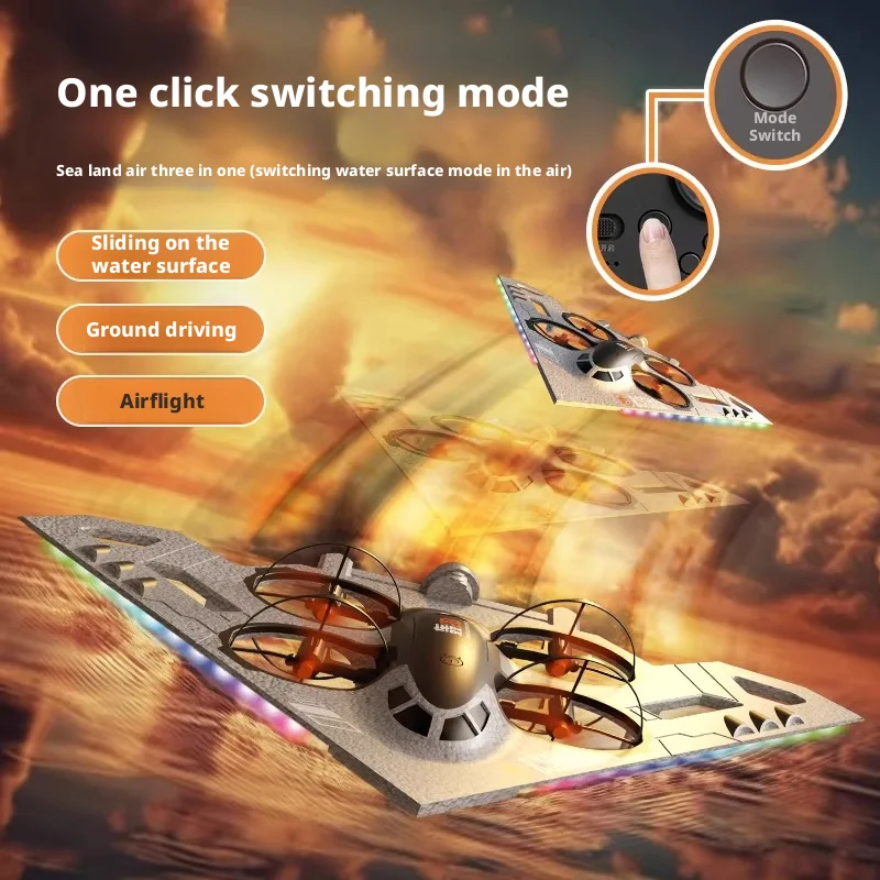 RC Aircraft Air-Land-Water 3-in-1 HD Aerial Photography Drone Quadrotor Aircraft Stunt Fighter Children's Toy Gift