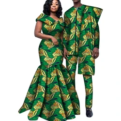 Vêtements Africains pour Couple, Robes sulfMaxi et viser, Ensemble de Tenues en Coton Imprimé Africain pour ixde Mariage, WYQ556