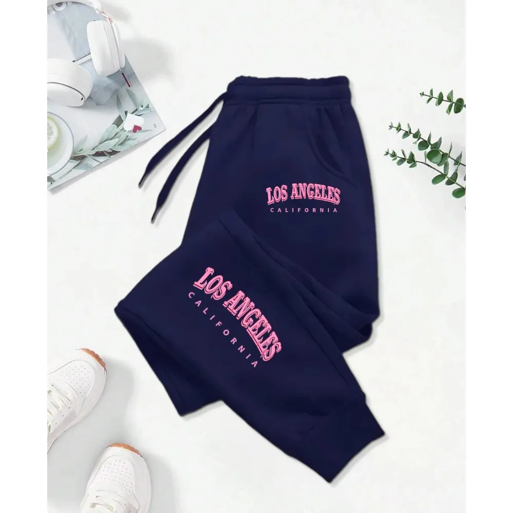 

Los Angeles California Pink Letter Prints Print Pant Woman Drawstring Pocket Sweatpants Sport New Jogger Casual Autumn Trouser