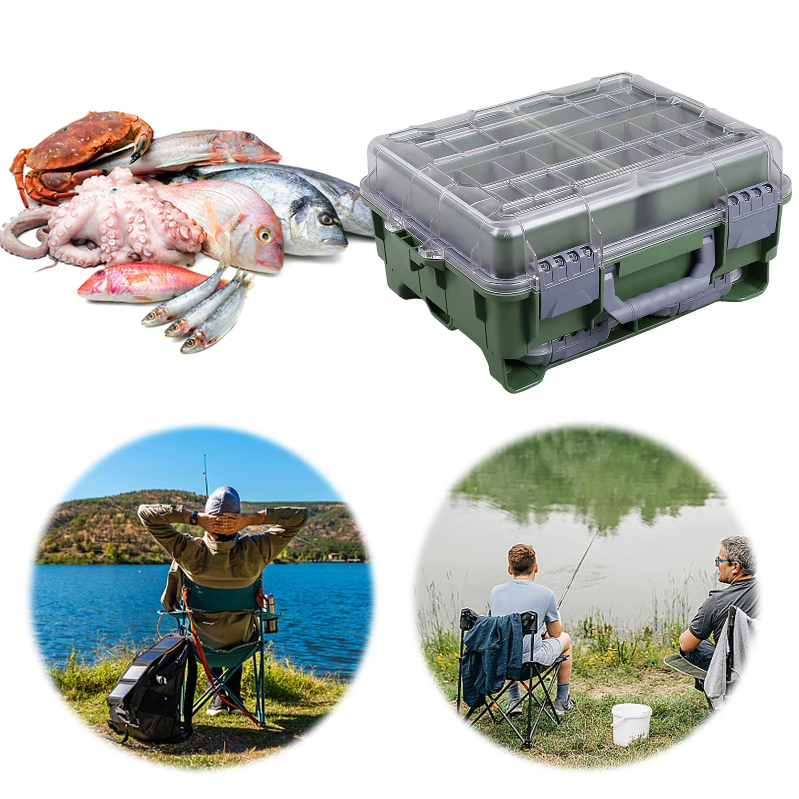 

Универсальный рыболовный ящик для снастей с выдвижным внутренним отделением для подарков рыболовам (зеленый)