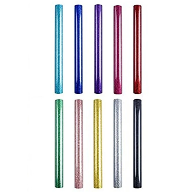 HTV 글리터 열 전달 비닐, 잡초 열 프레스 비닐, 티셔츠 작업용, 10 가지 색상, 12x10 인치, 12 개