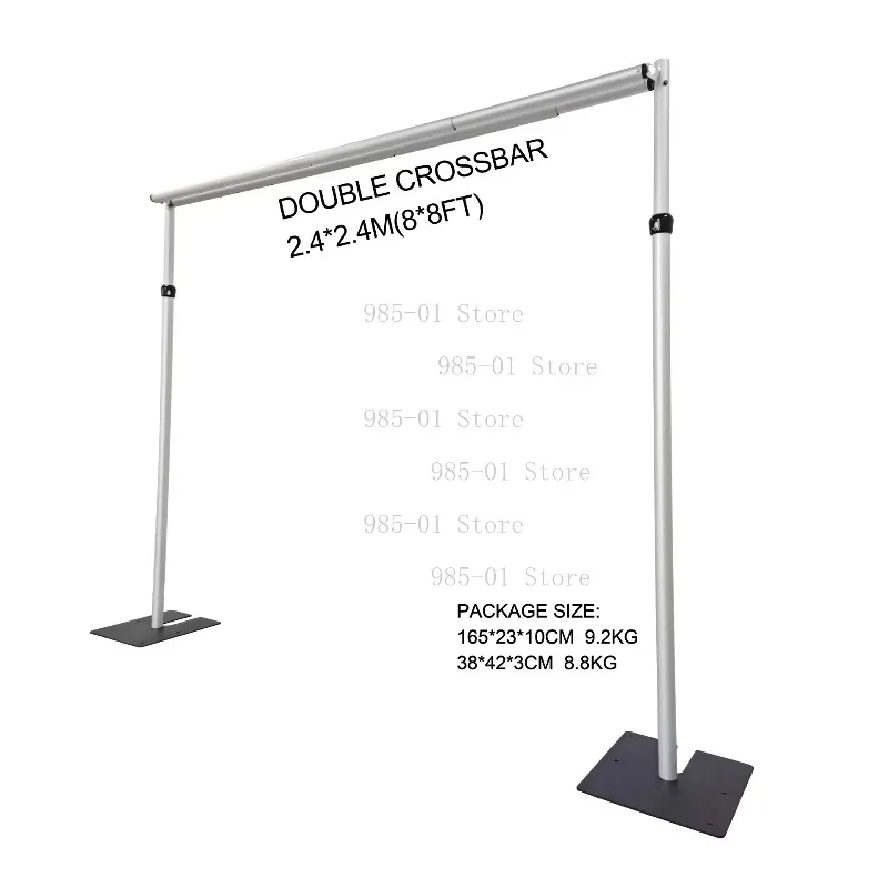 Portable aluminum 3Mx6M adjustable double crossbar stand, pipe and drape backdrop for wedding curtain decoration