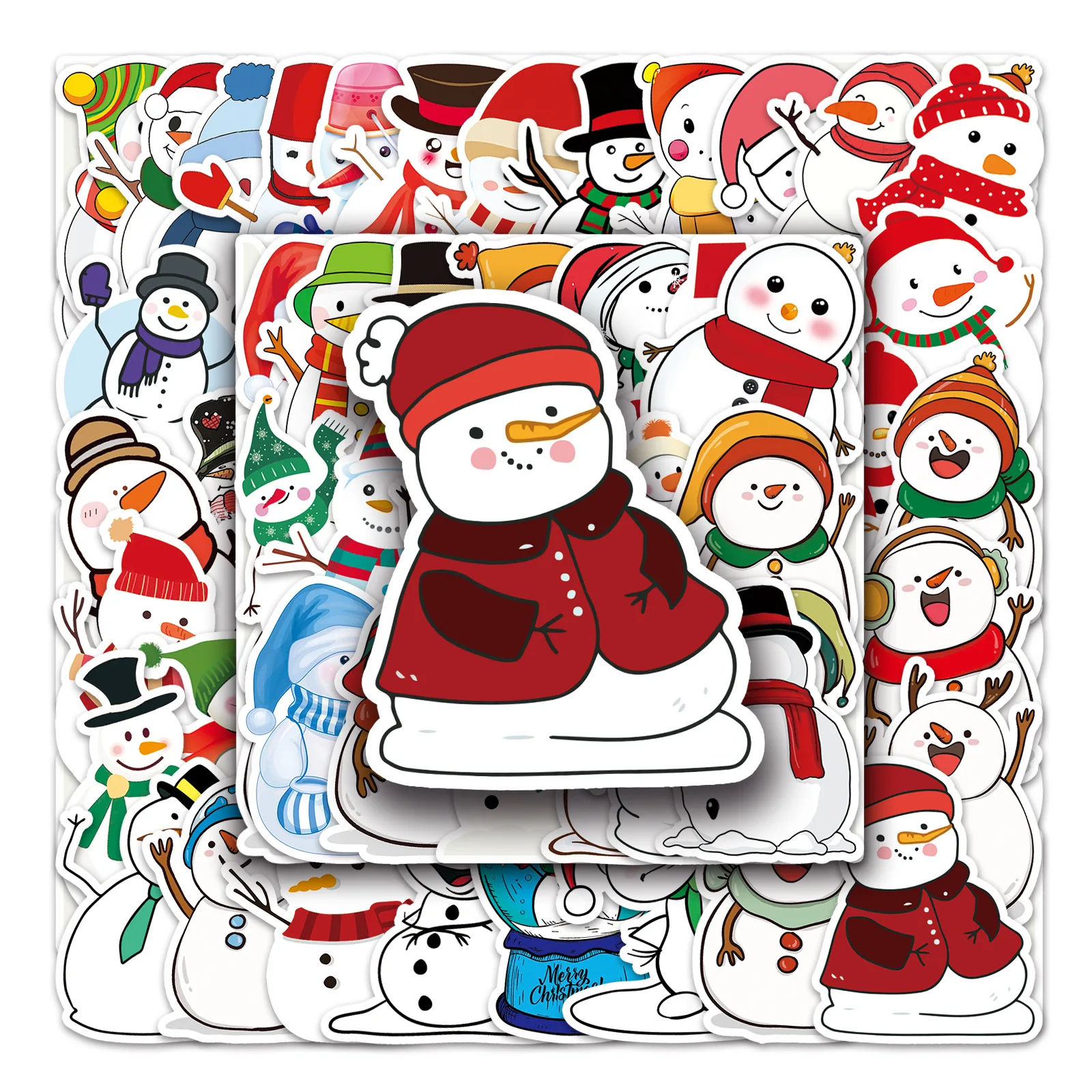 50Pcs Cartoon Snowman Series Graffiti Stickers adatto per caschi per Laptop decorazione Desktop adesivi fai da te giocattoli all'ingrosso