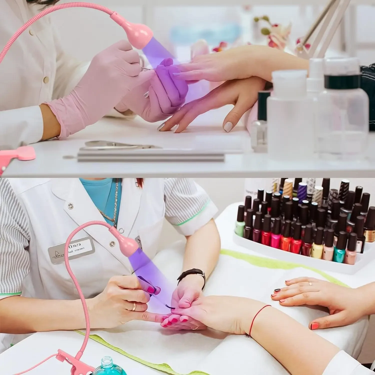 Lâmpada profissional para secador de unhas em gel, luz LED flexível para unhas com pescoço de ganso de 3 W para secagem rápida e cura de esmalte