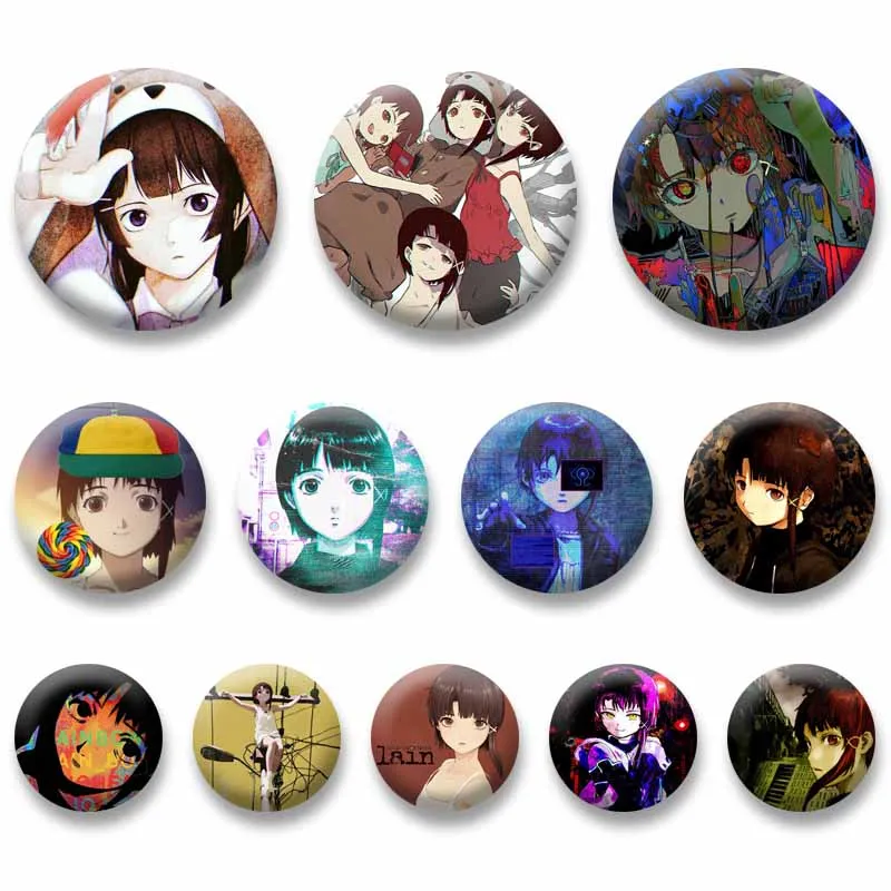 Anime Serial Experiments Lain Enamel Pins Cartoon Role Playing Badge Handmade Round Brooches Bag Shoes Jewelry Accessories Gifts